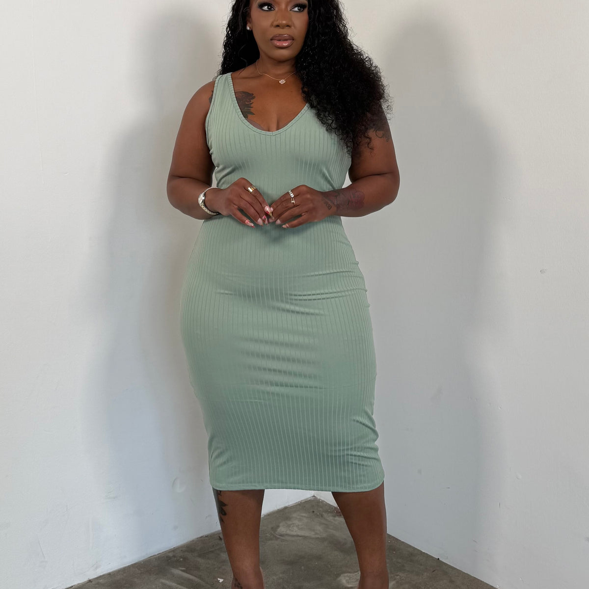 green bodycon dress The Go To Midi Dress (Green Bay) – I'MarE Boutique