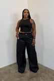 Paper Bag Cargo Pants (Black)