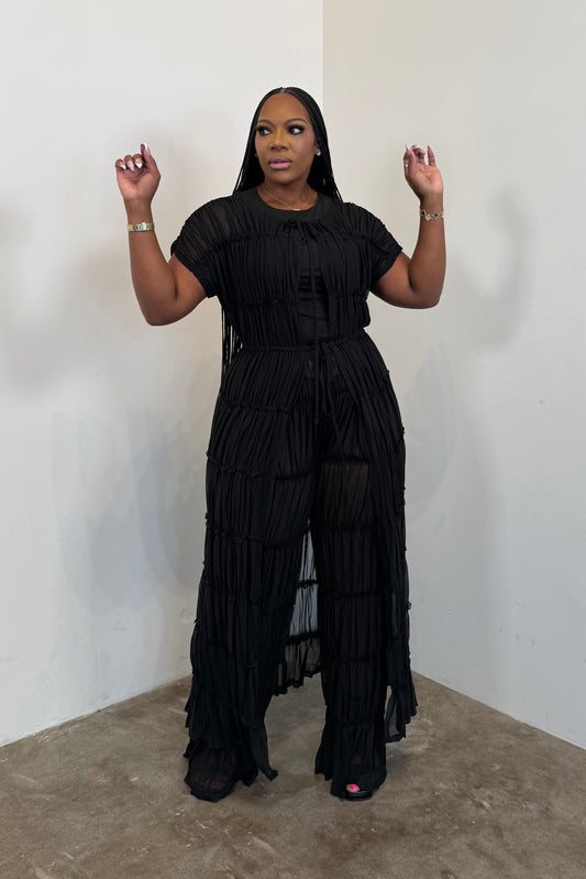 Pleated Paradise Duster (Black)