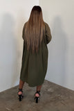 Pleated To Perfection Dress (Olive) 6082
