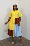 Bold Contrast Dress 5262 (Yellow)