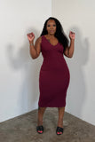 The Go To Midi Dress (Burgundy)