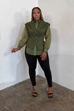 Leading Lady Vest & Blouse (Olive)