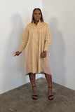 Pleated To Perfection Dress (Beige) 6082