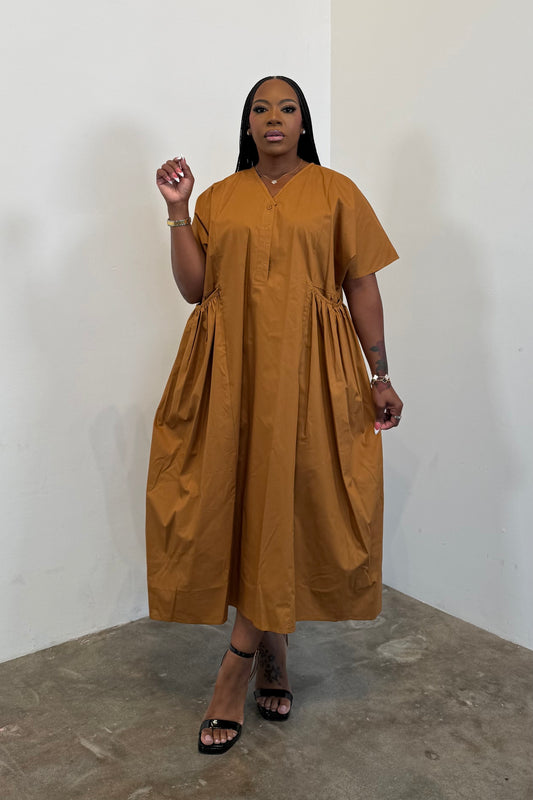Gathered Grace Dress 5502 (Brown)