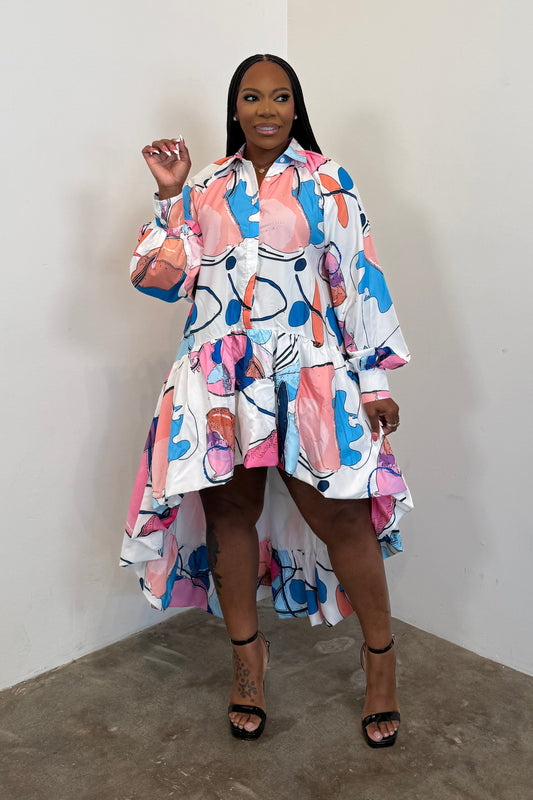 Statement Piece Dress (Pk & Pebble)