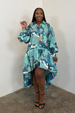 Statement Piece Dress (Teal & Beige Tropical)