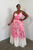 Château Maxi Dress (Cream & Fuchsia)