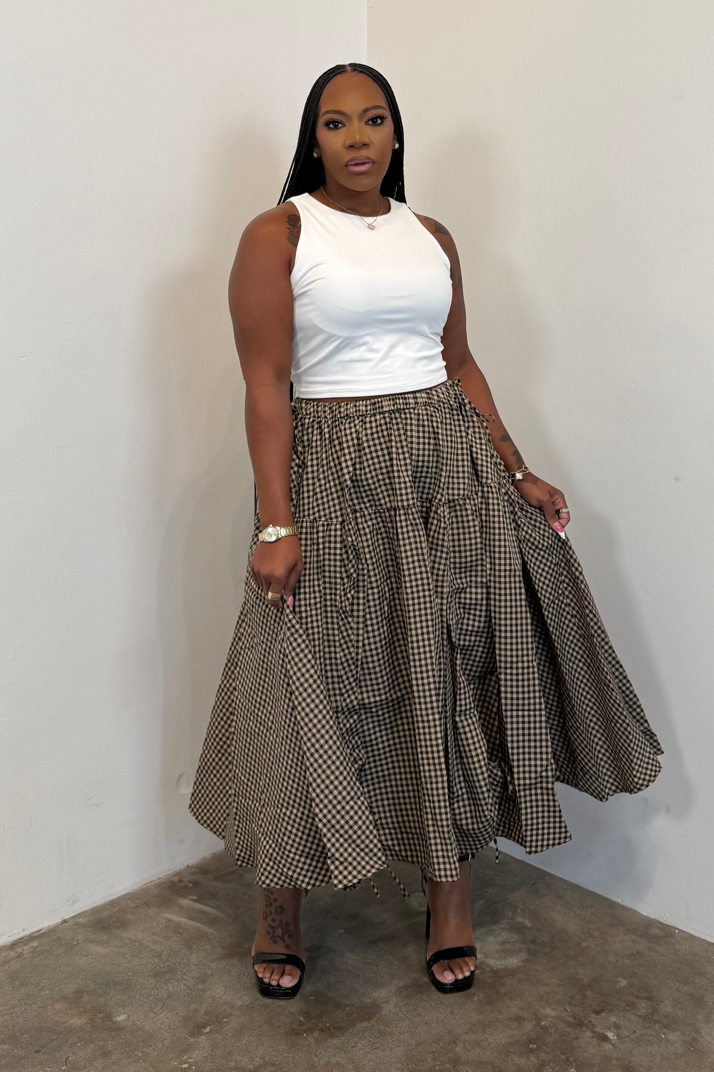 Picnic Skirt (Black Checker)