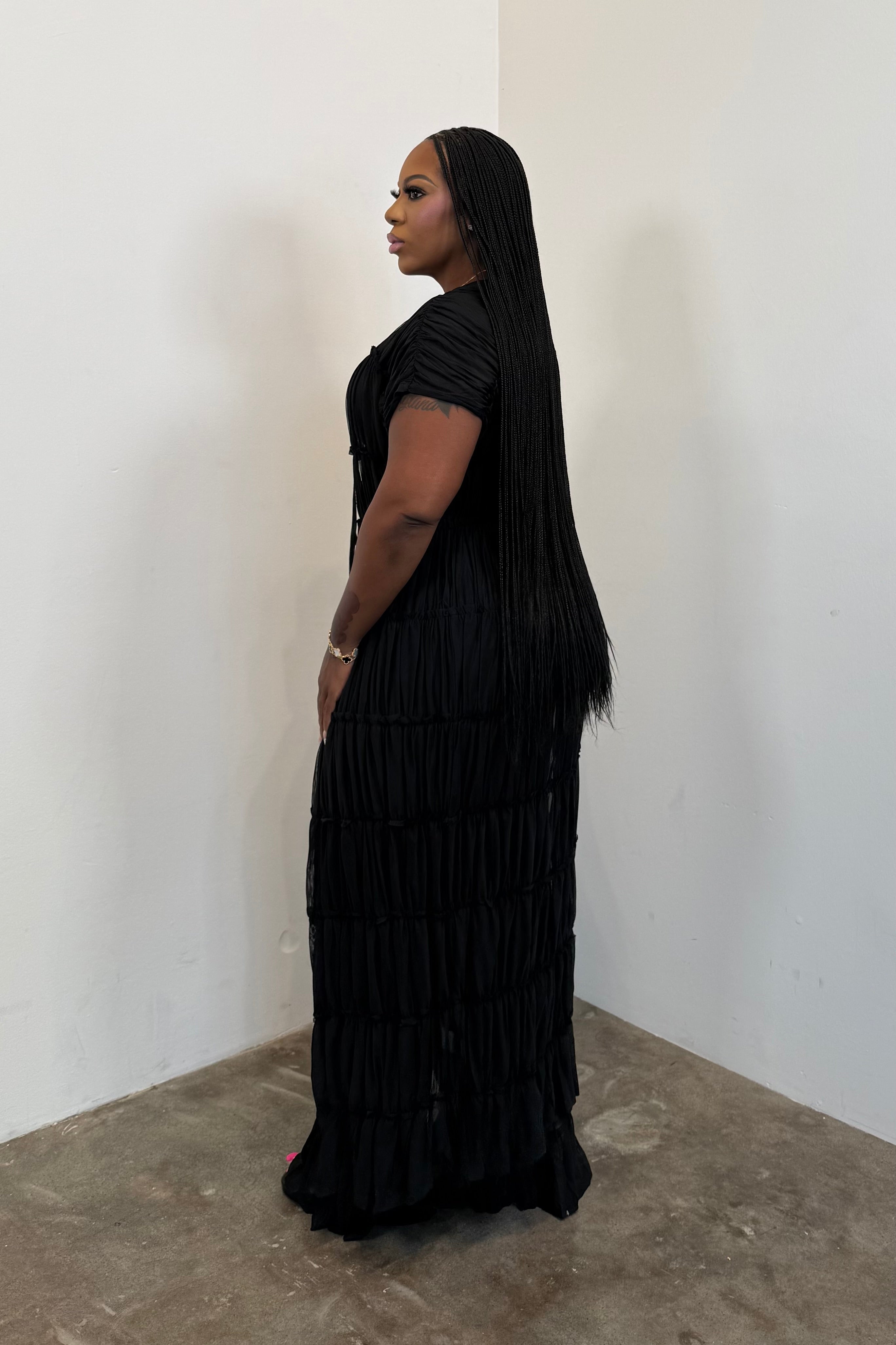 Pleated Paradise Duster (Black)