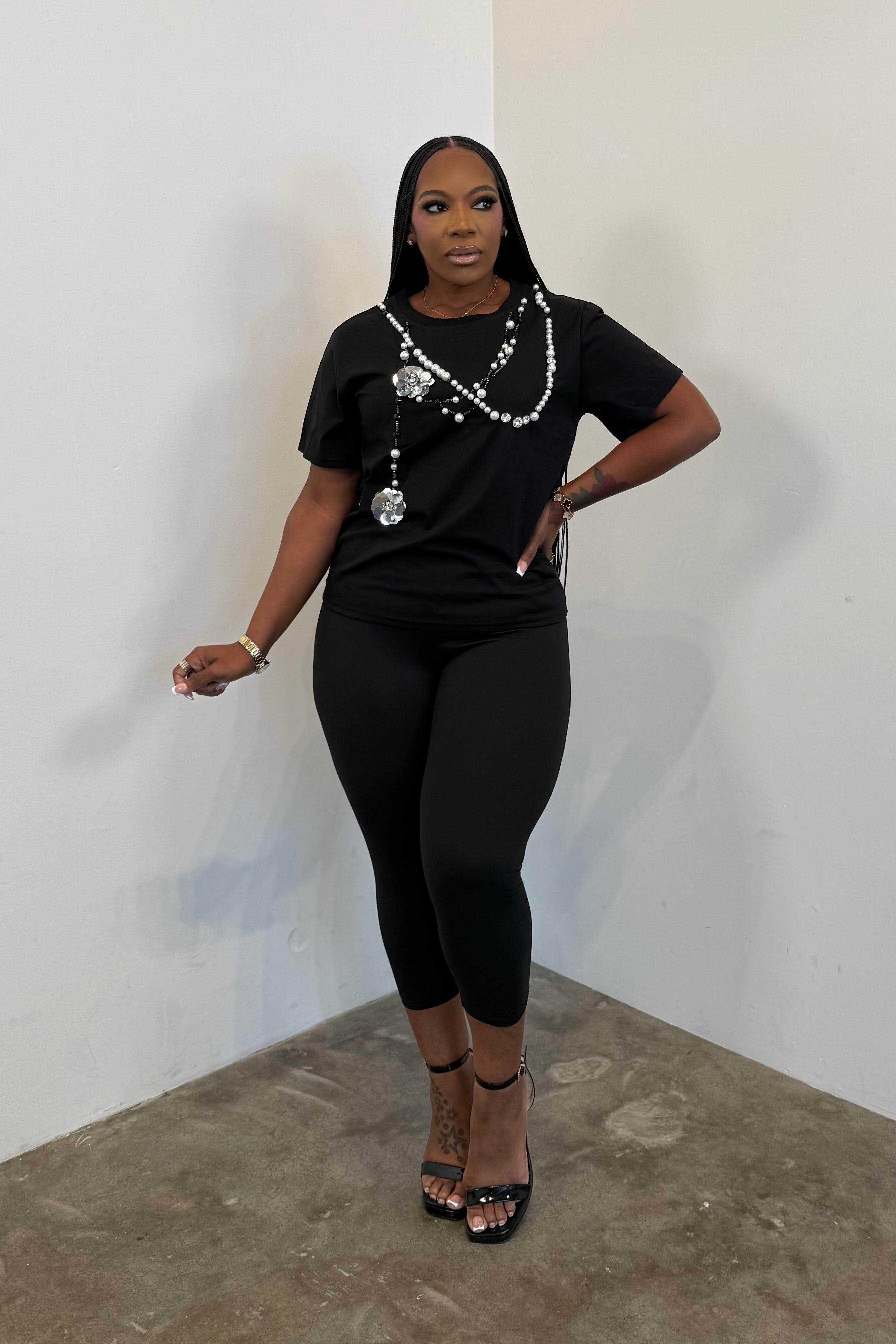Pearl & Rose Top (Black)