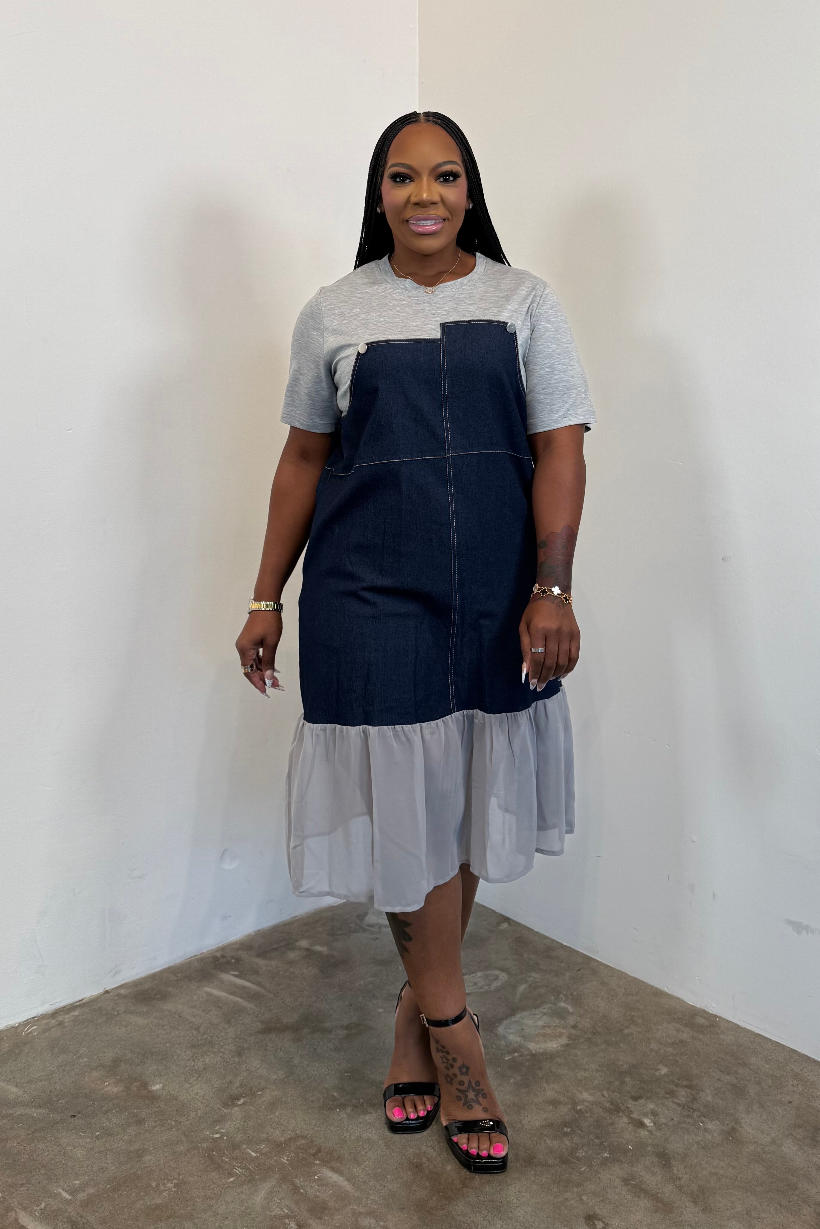 Indigo Denim Dress (Grey) 5115