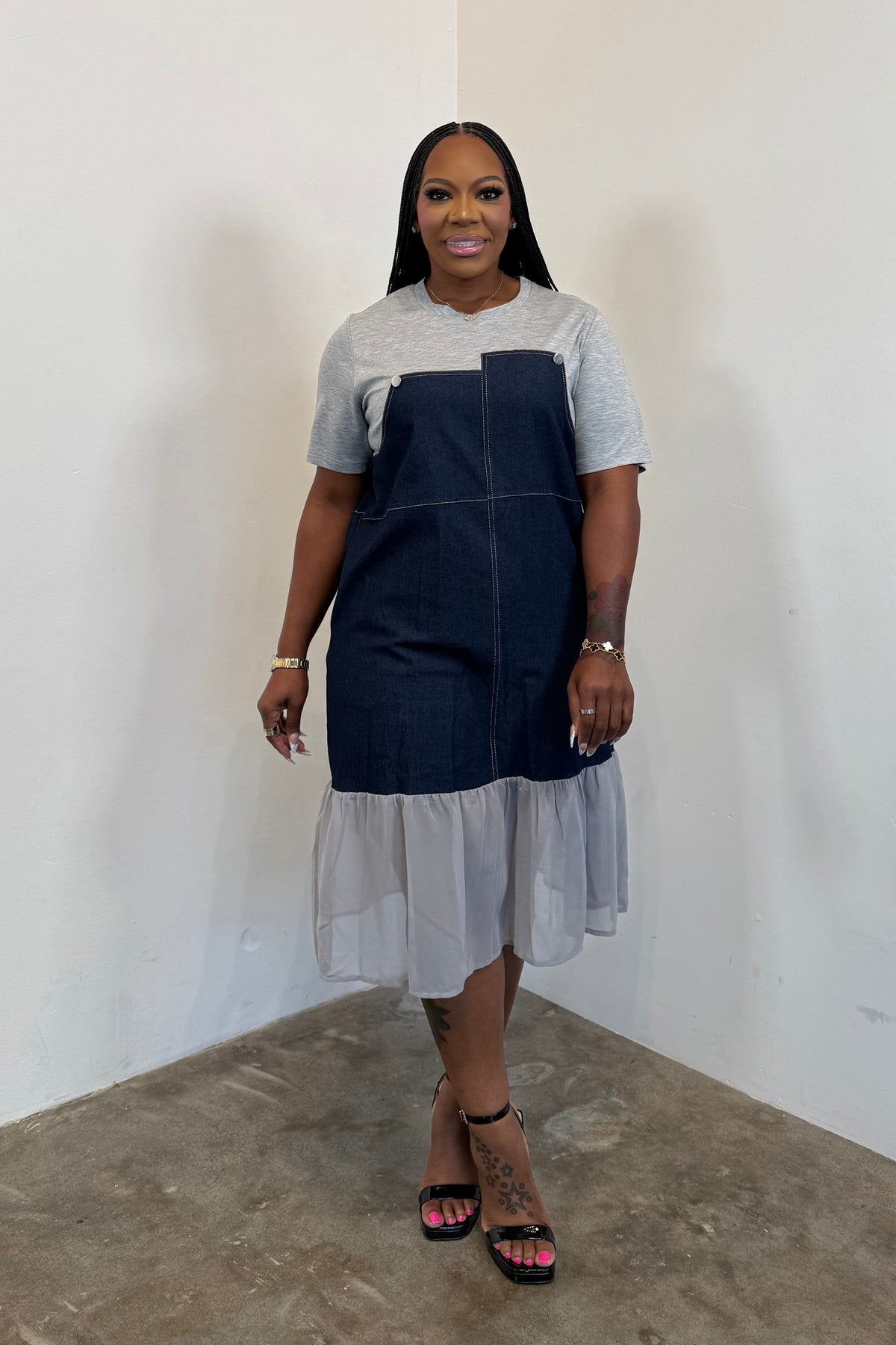Indigo Denim Dress (Grey) 5115