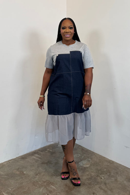 Indigo Denim Dress (Grey) 5115