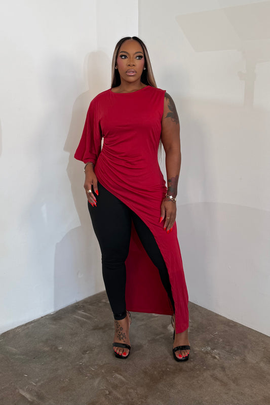 A Different Angle Top (Burgundy)