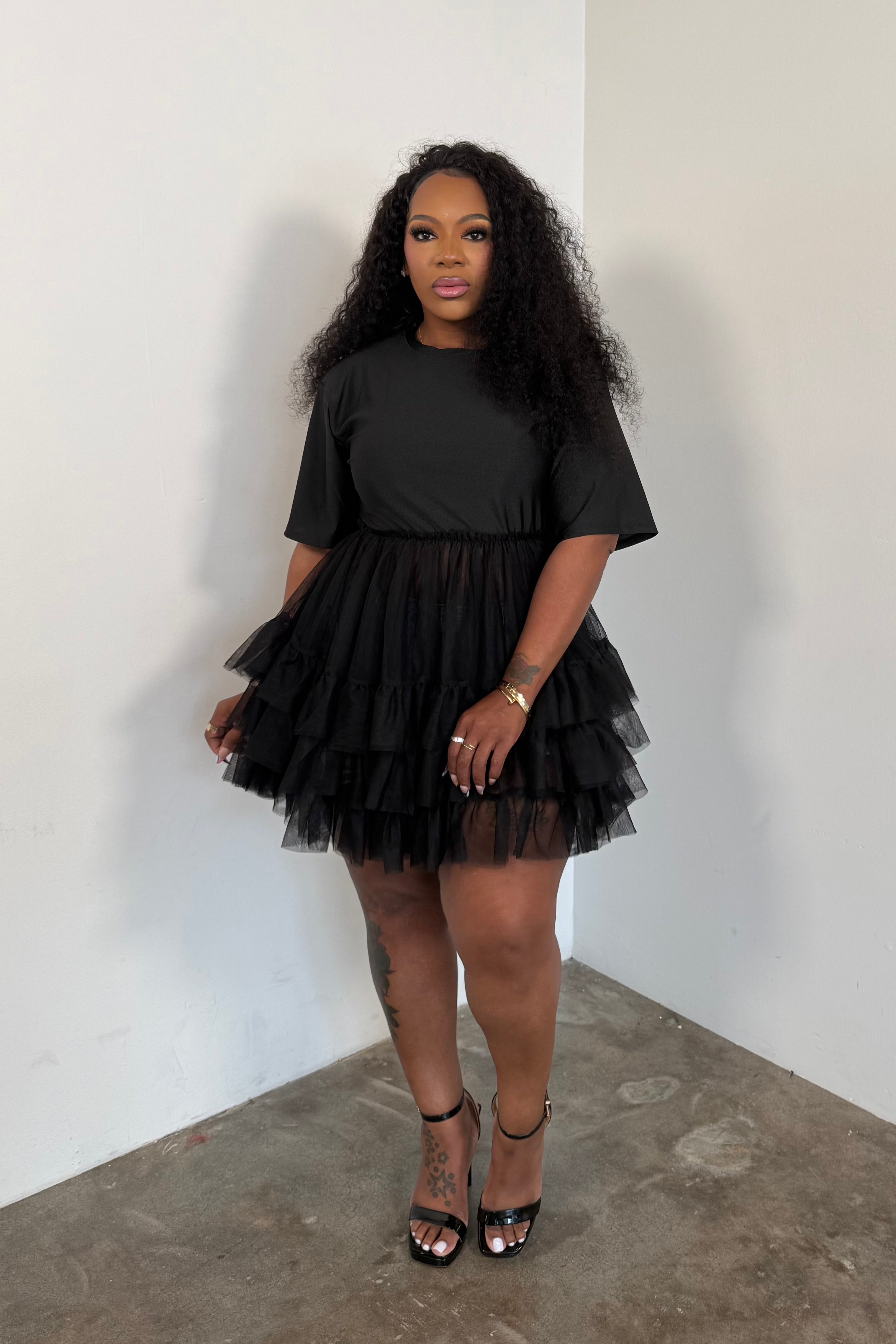 The Tulle Peplum Top (Black) – I'MarE Boutique