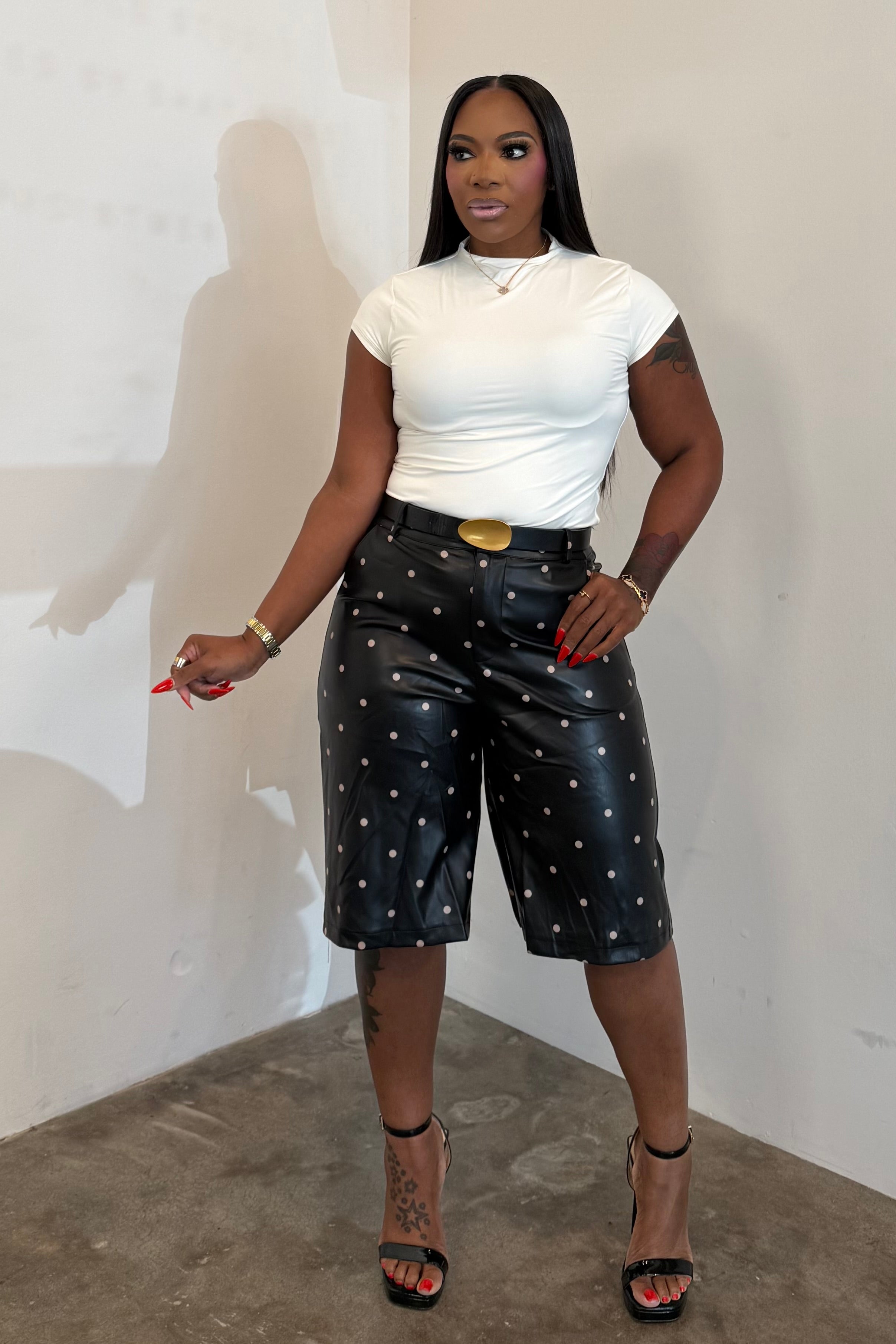 The Polka Dot Bermuda Short (Black)