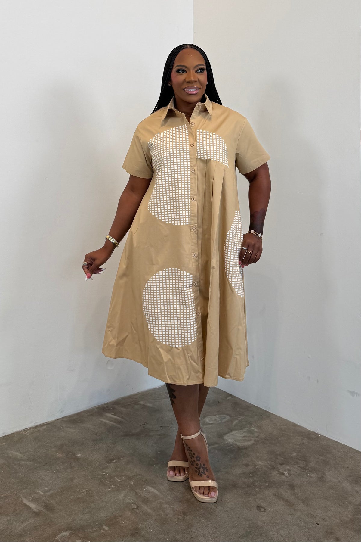 Check Me Out Dress (Beige) 5562