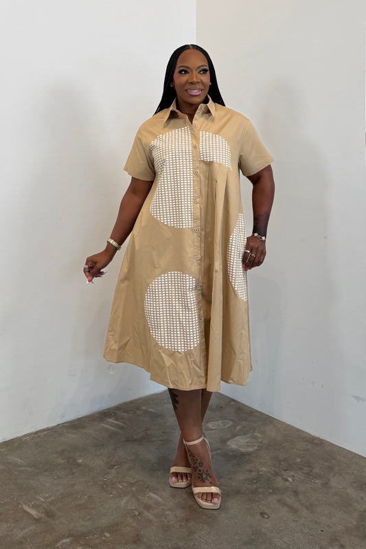 Check Me Out Dress (Beige) 5562