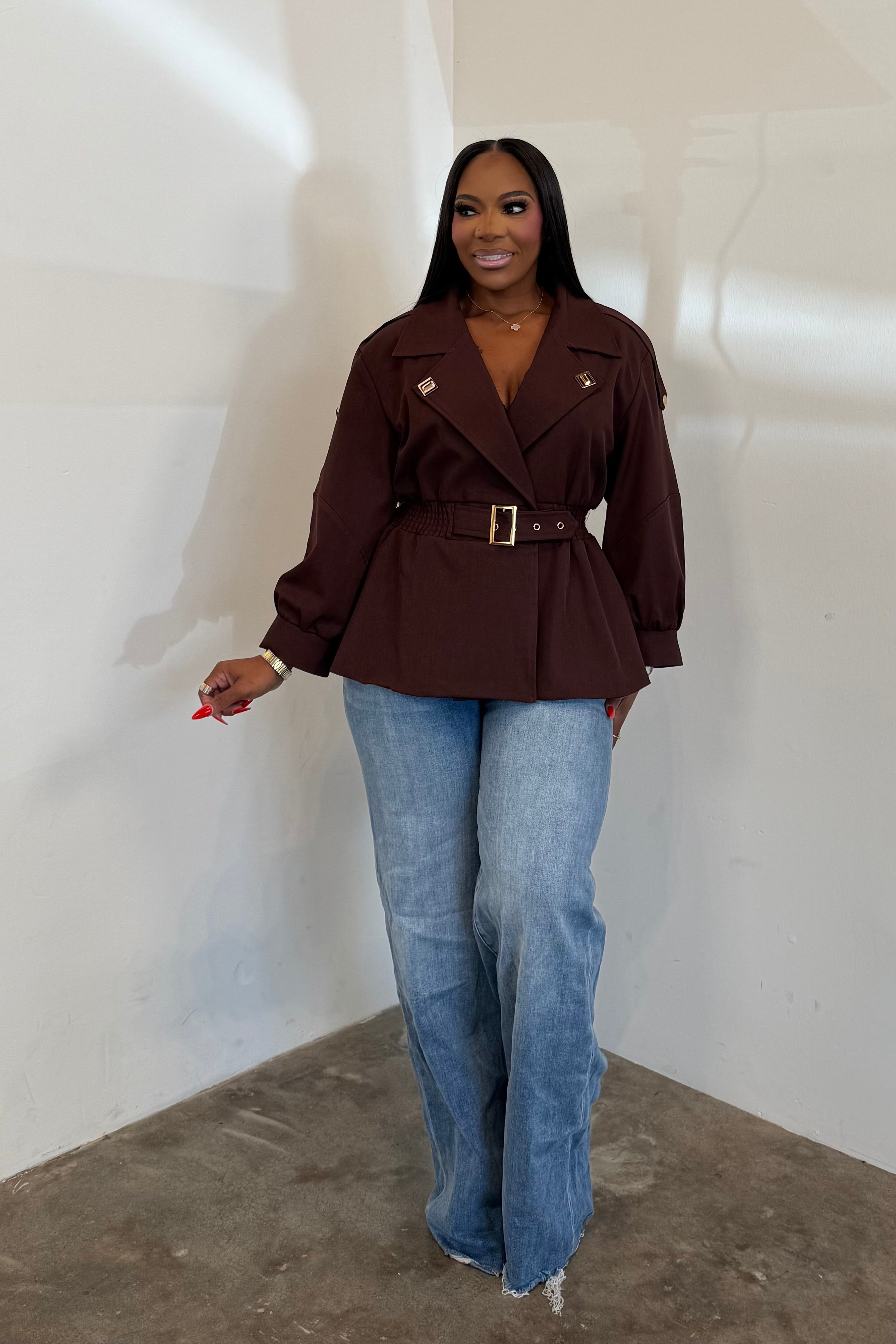 The Boss Peplum Jacket (Cafe)