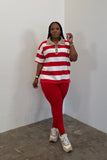 Campus Polo Leggings Set (Red Stripe)