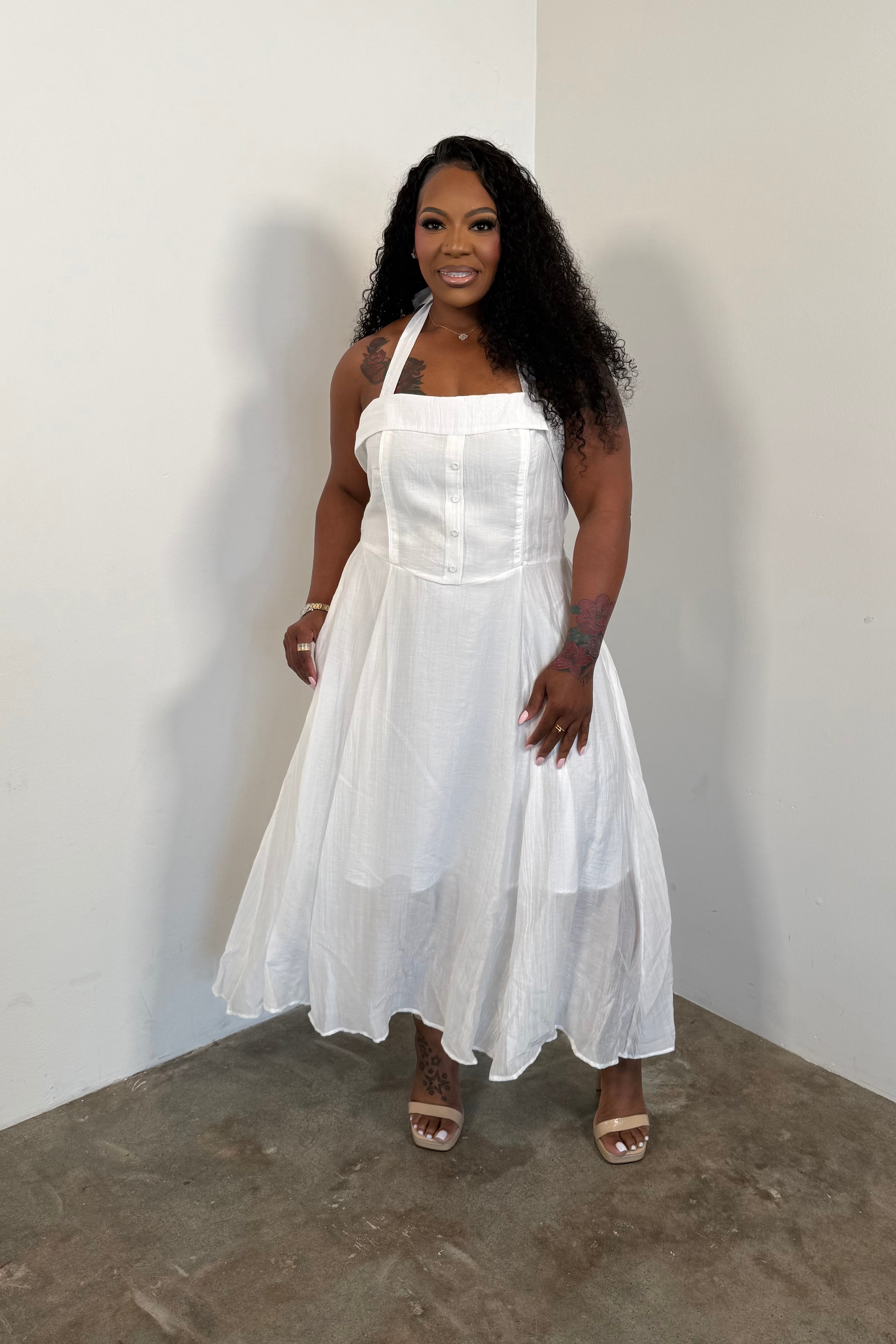 The Coastal Chic Dress (White)  I'MarE Boutique