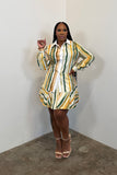 Coastal Club Skirt Set (Green, Yellow, White Pinstripe)