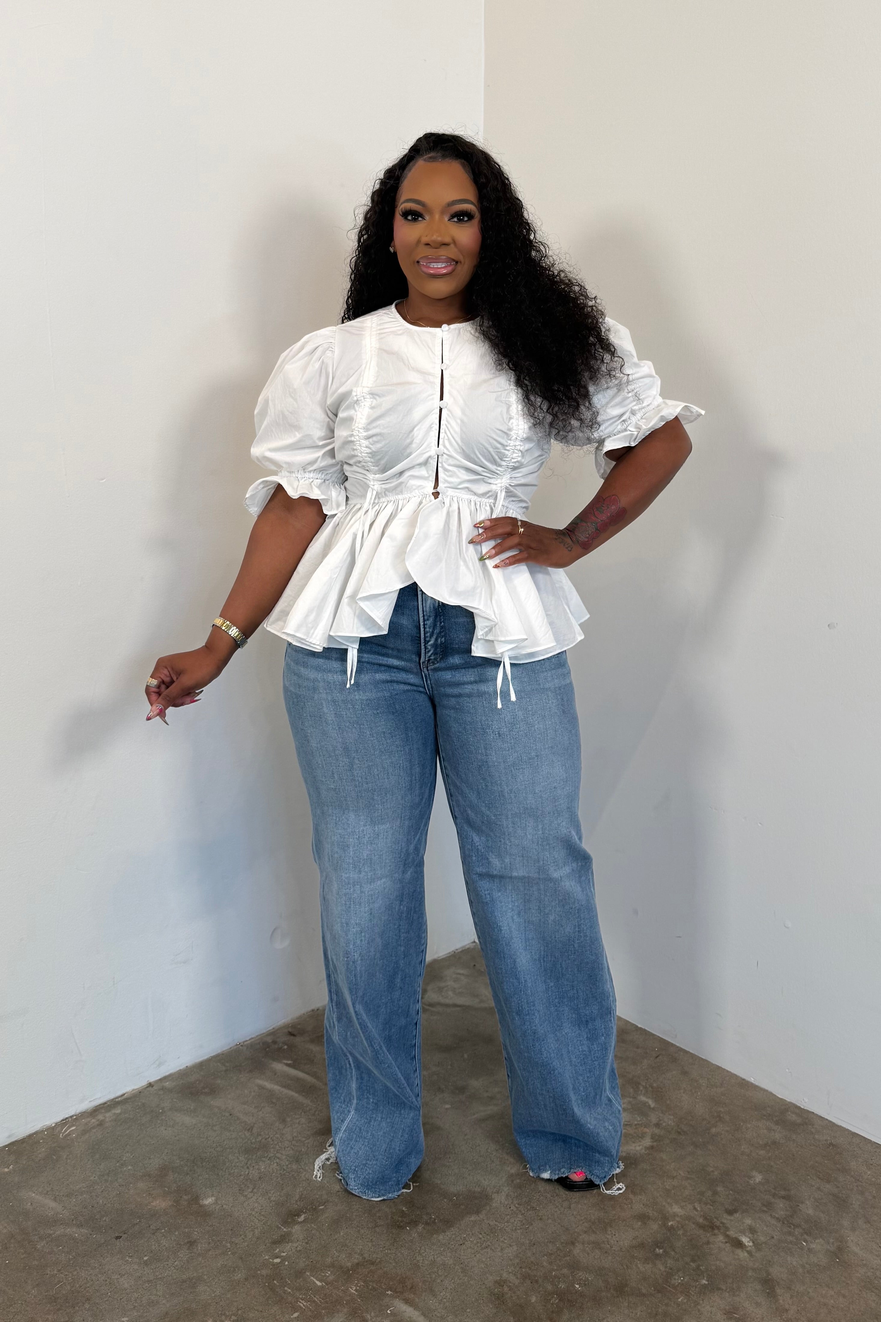 The Couture Peplum Top (White) – I'MarE Boutique