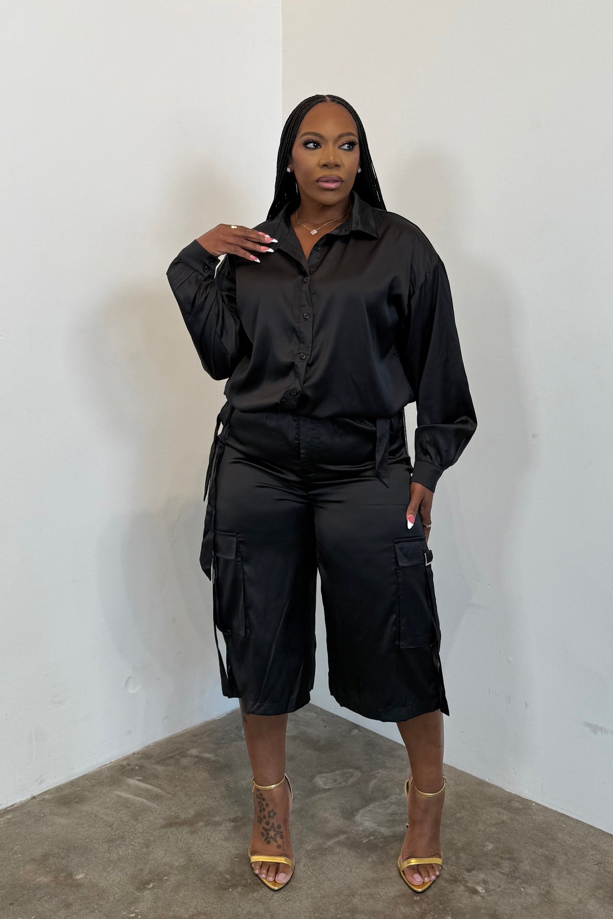 City Luxe Jorts Set (Black)