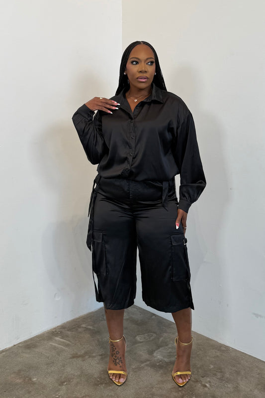 City Luxe Jorts Set (Black)