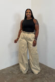 Paper Bag Cargo Pants (Beige)