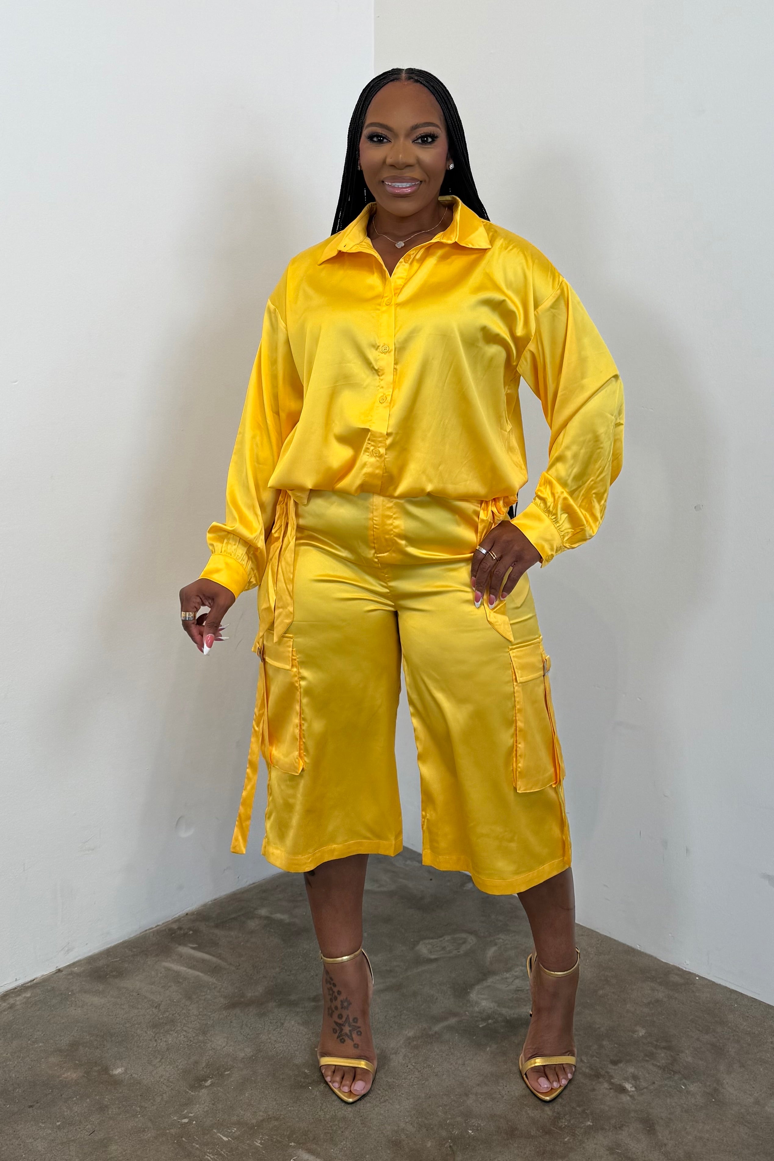 City Luxe Jorts Set (Mustard)