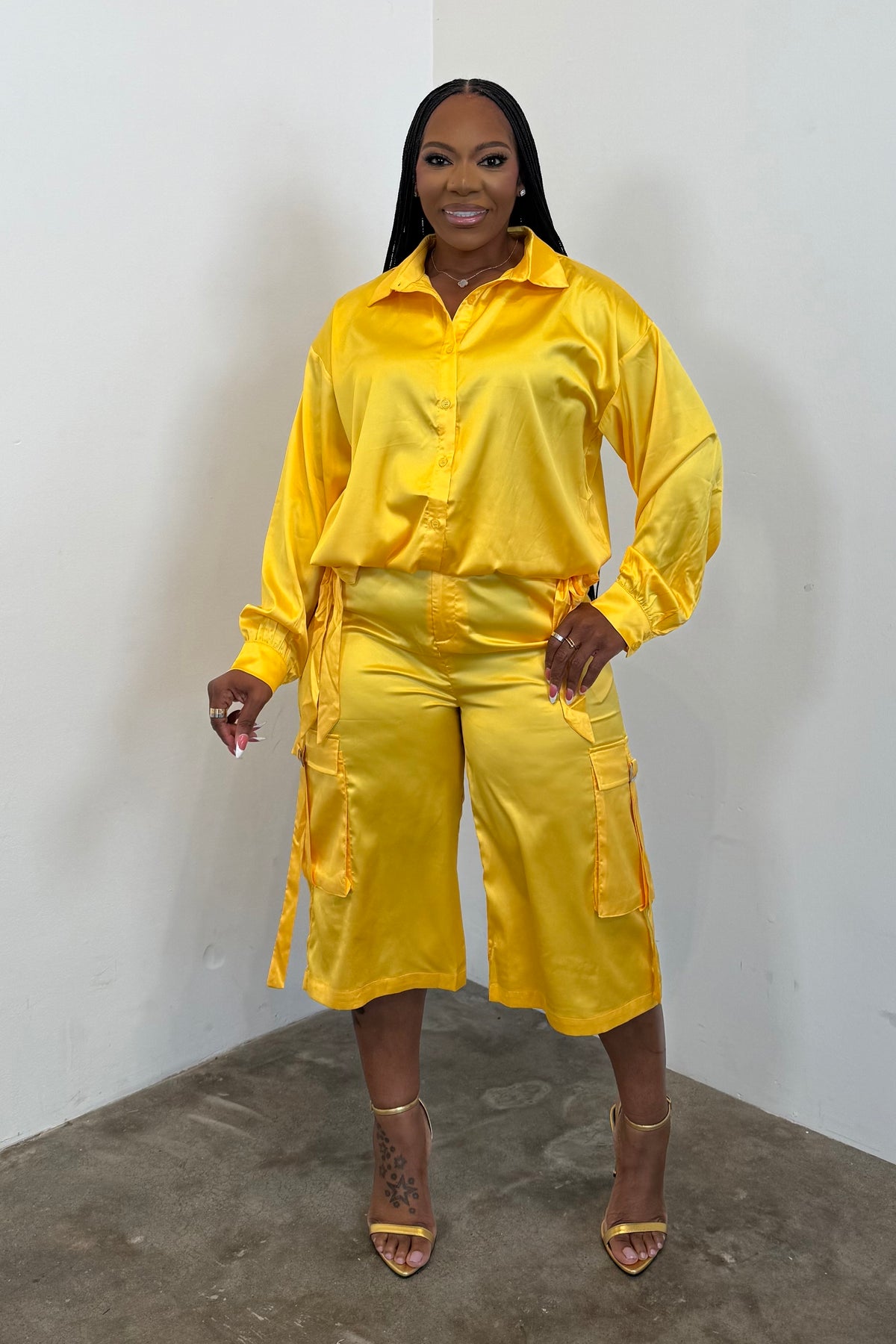 City Luxe Jorts Set (Mustard)