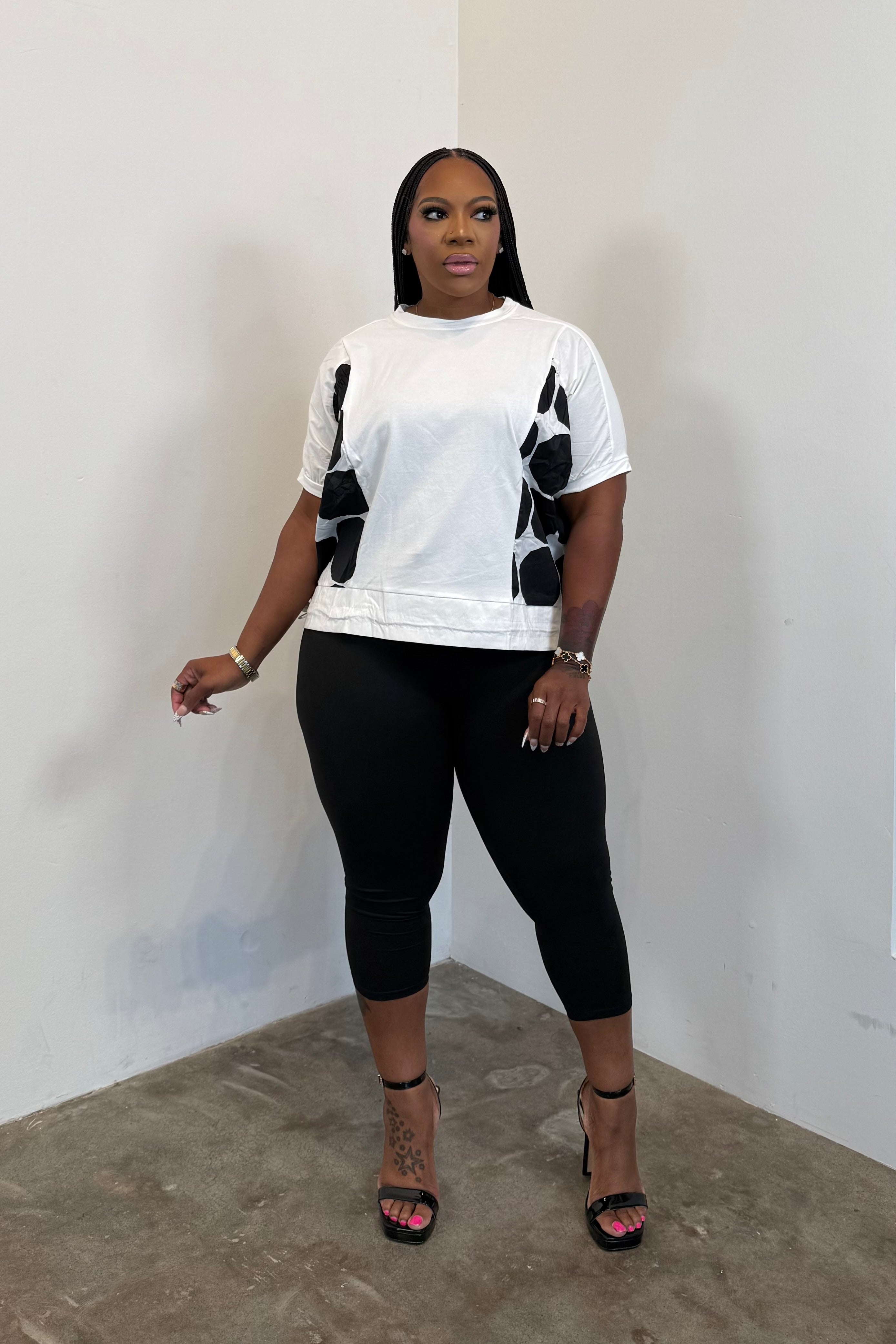 Oversized Dot Top (White) 5281