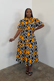 Statement Bow Dress (Mustard Multi)