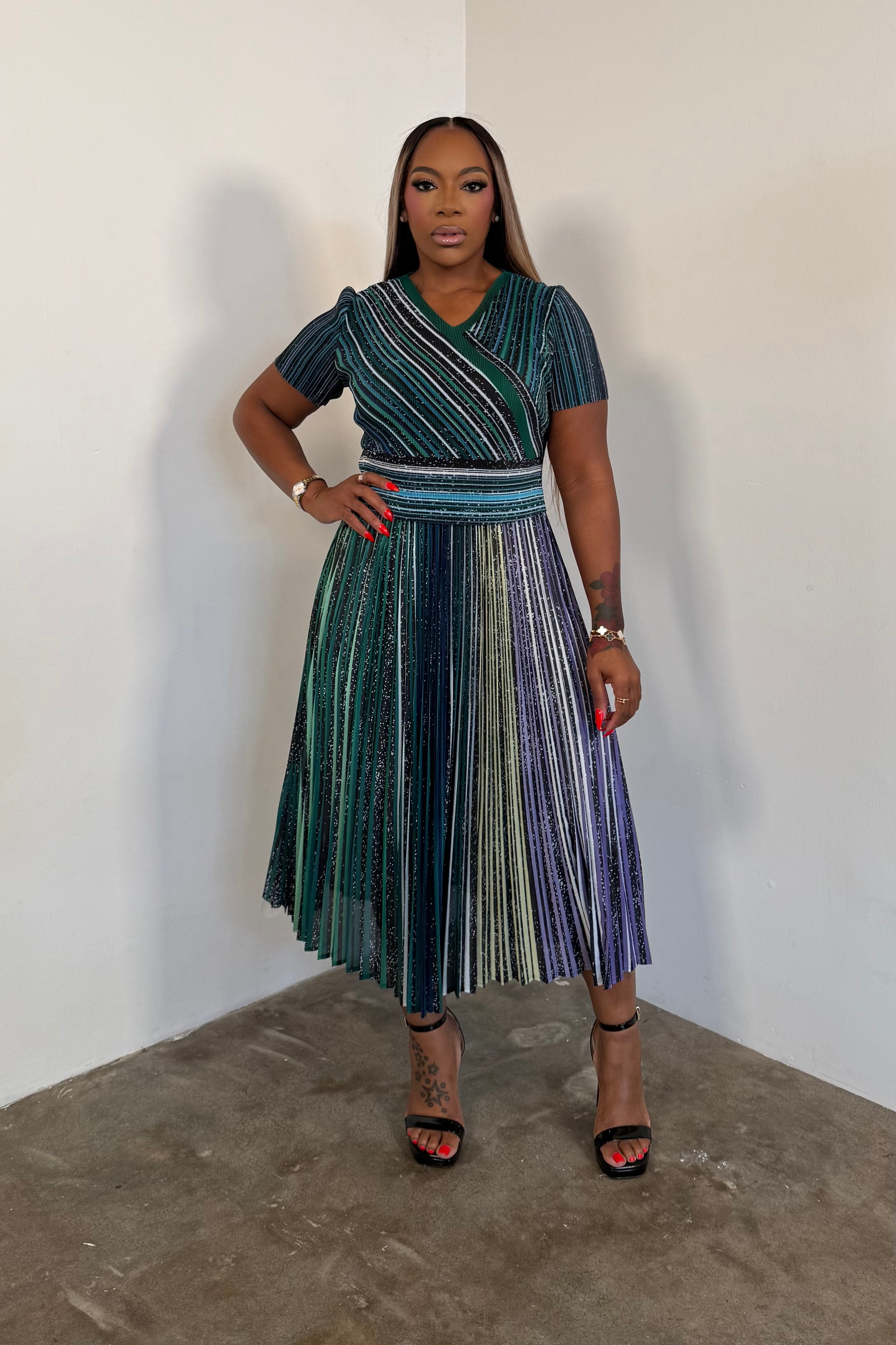 Perfect Harmony Dress (Green Print)