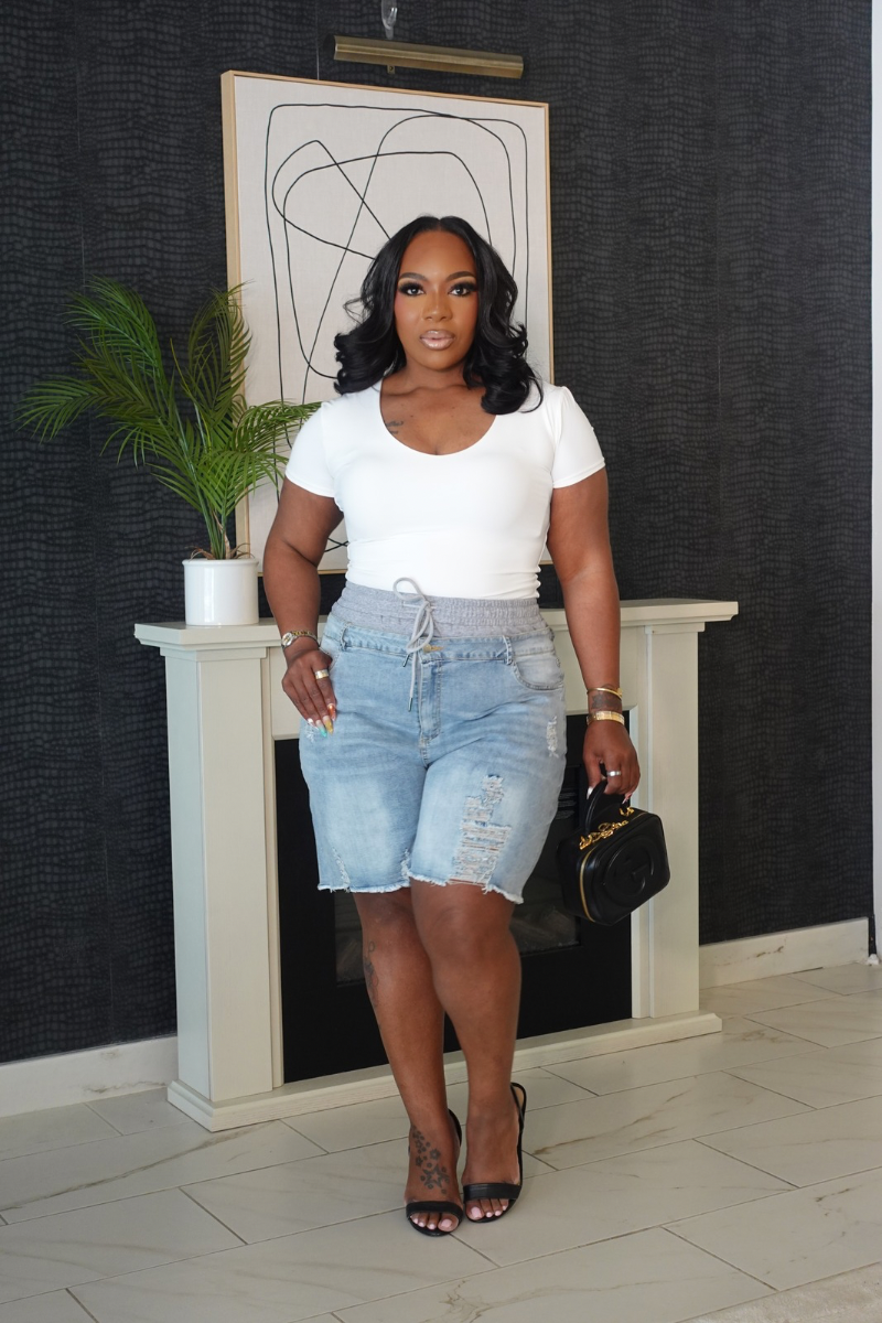 Calm and Collected Shorts Set (Denim Blue)