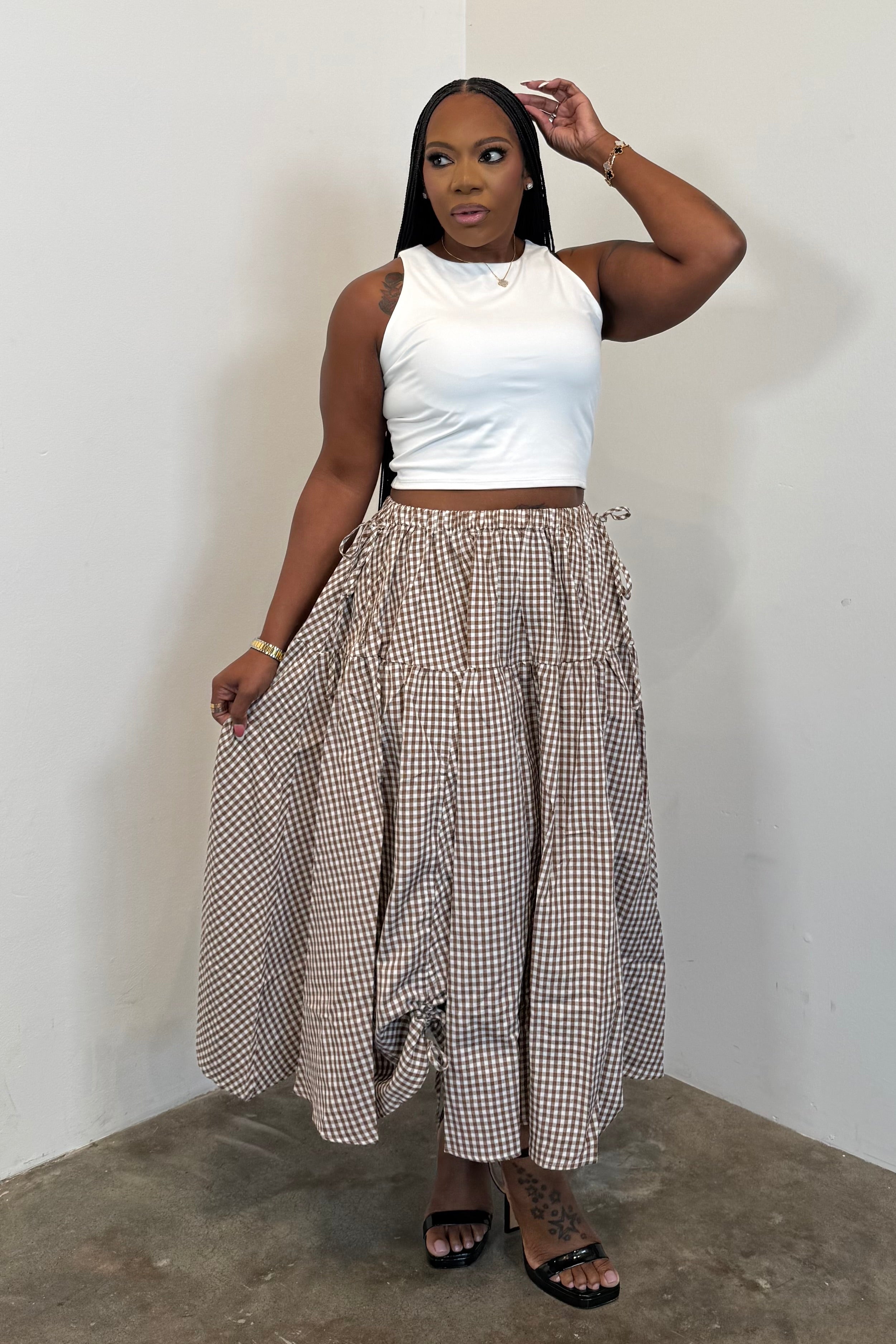 Picnic Skirt (Brown Checker)