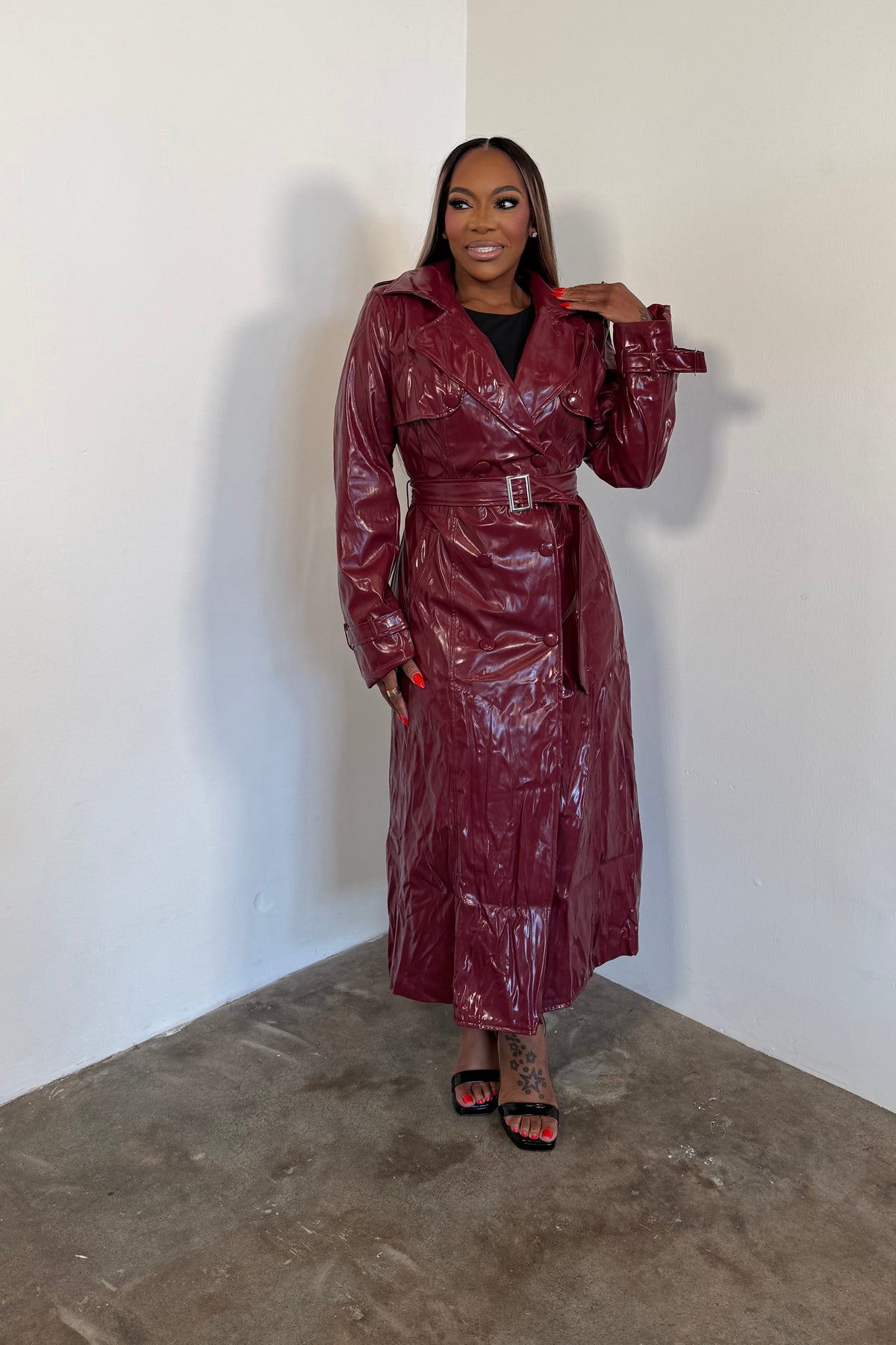 First Impression Trench Coat (Burgundy)