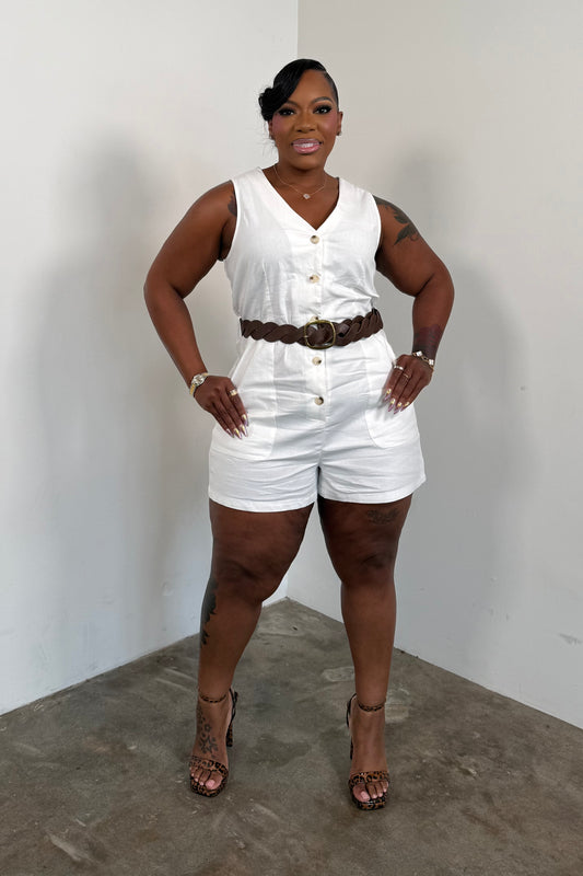 Safari Chic Romper (White)