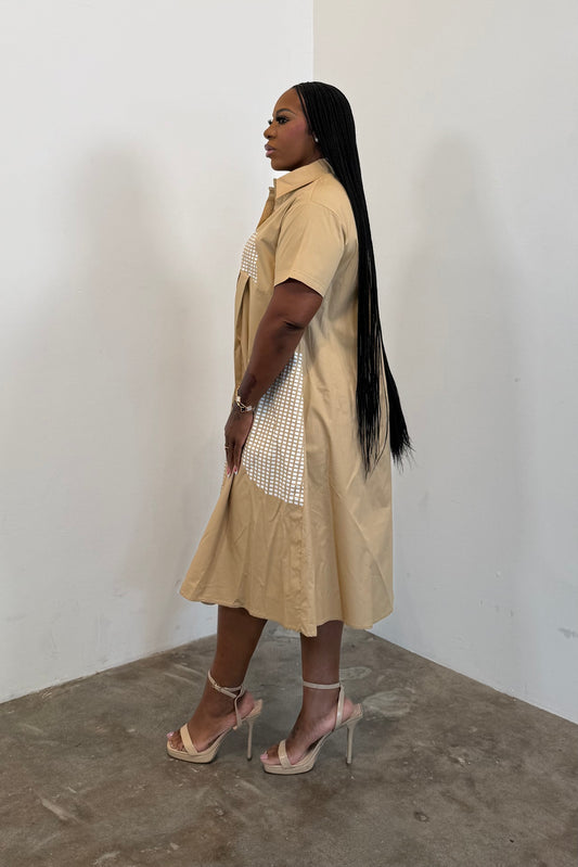 Check Me Out Dress (Beige) 5562