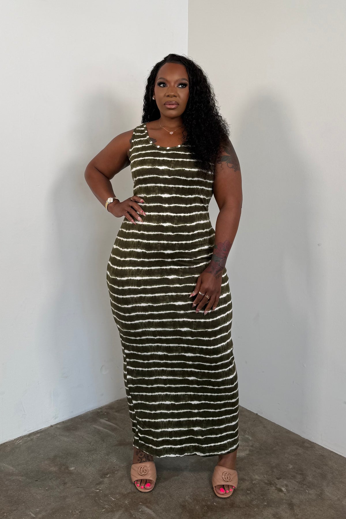 Tulum Nights Maxi Dress (Olive)