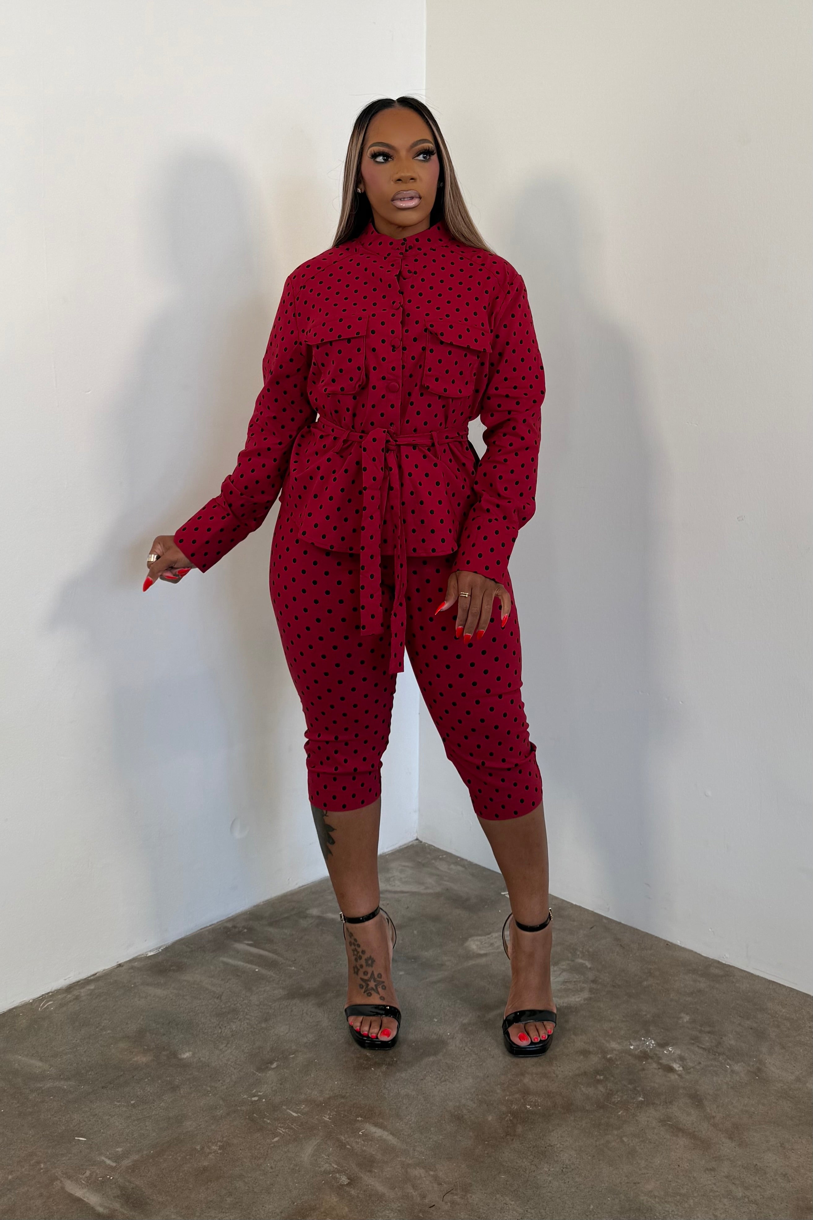 A Classic Affair Pants Set (Burgundy)