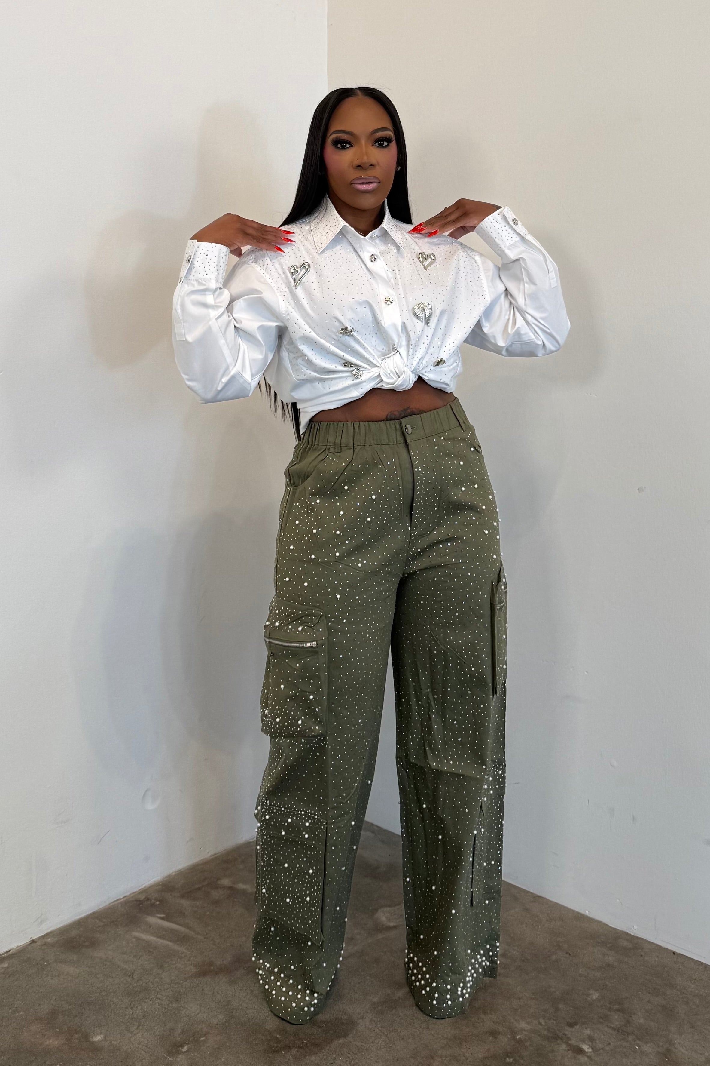 The Starlight Cargo Jeans  (Olive)