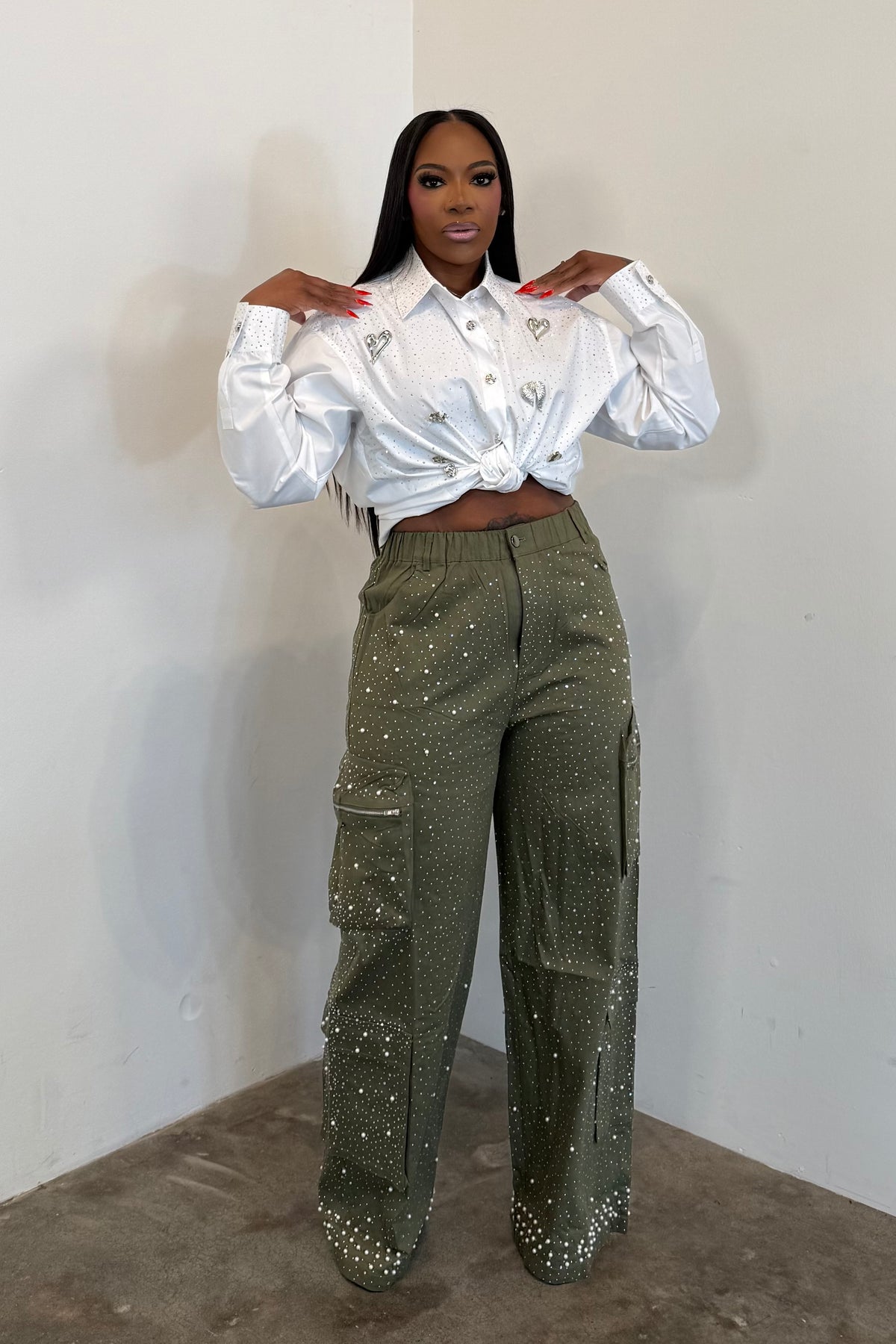 The Starlight Cargo Jeans  (Olive)