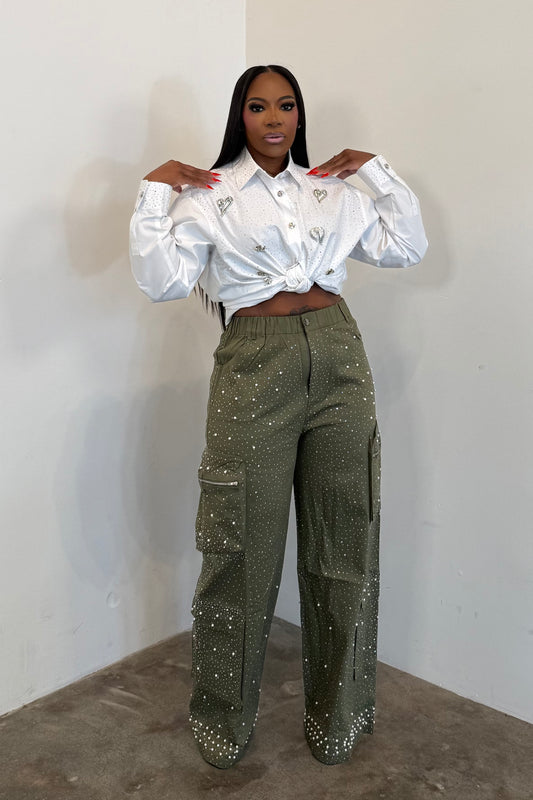 The Starlight Cargo Jeans  (Olive)