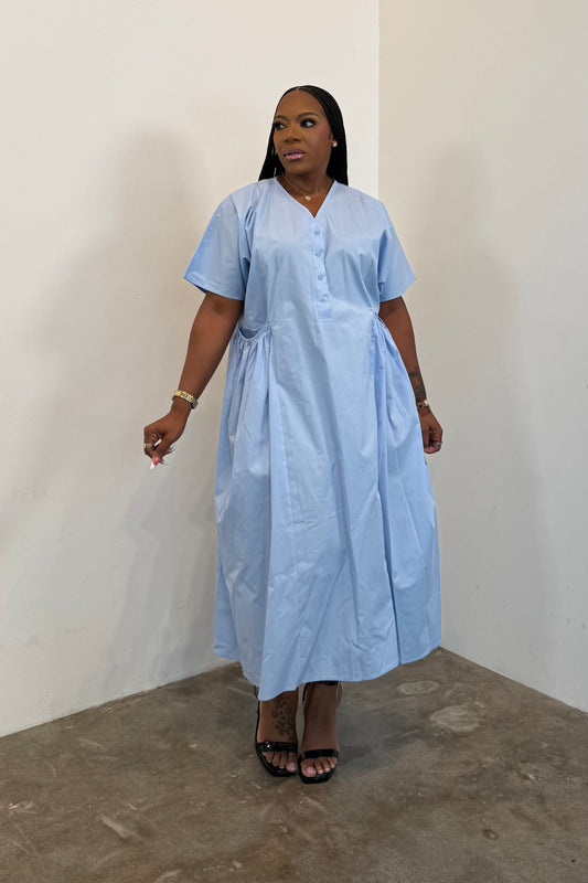 Gathered Grace Dress 5502 (Blue)