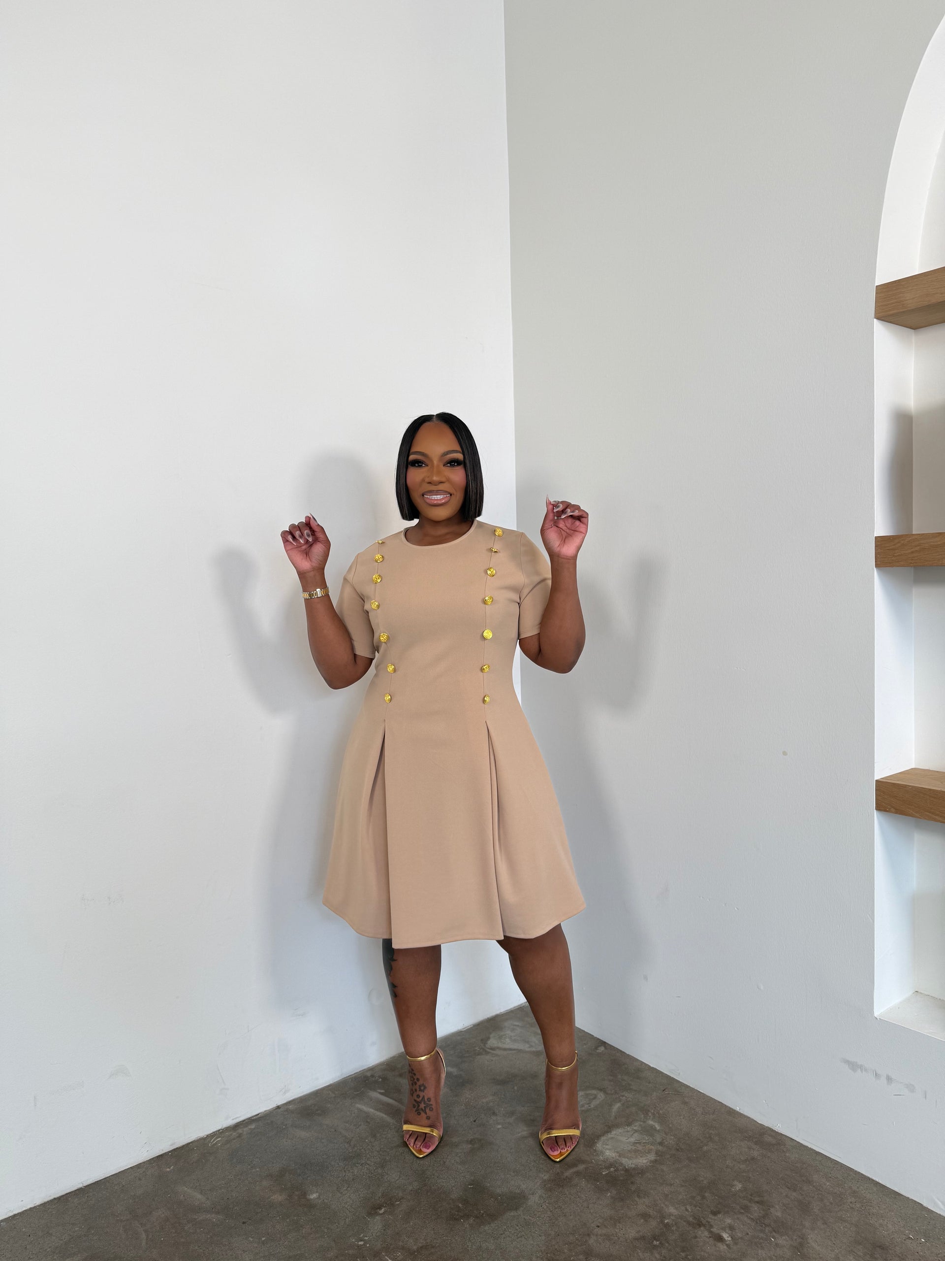 Boss Babe Dress (Nude) I'MarE Boutique Boss Babe Dress (Nude) I'MarE Boutique