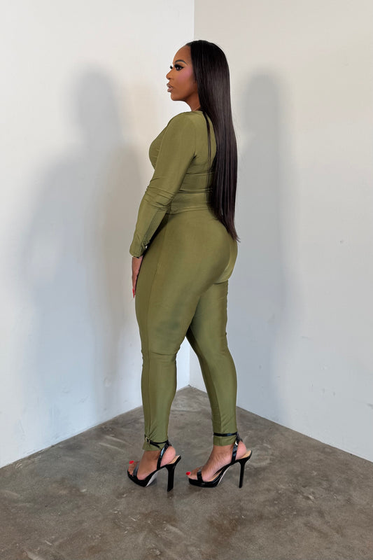 Wrapped In Confidence Pants Set (Olive)