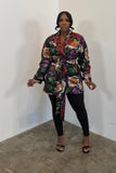 Belted Blazer (Roses)